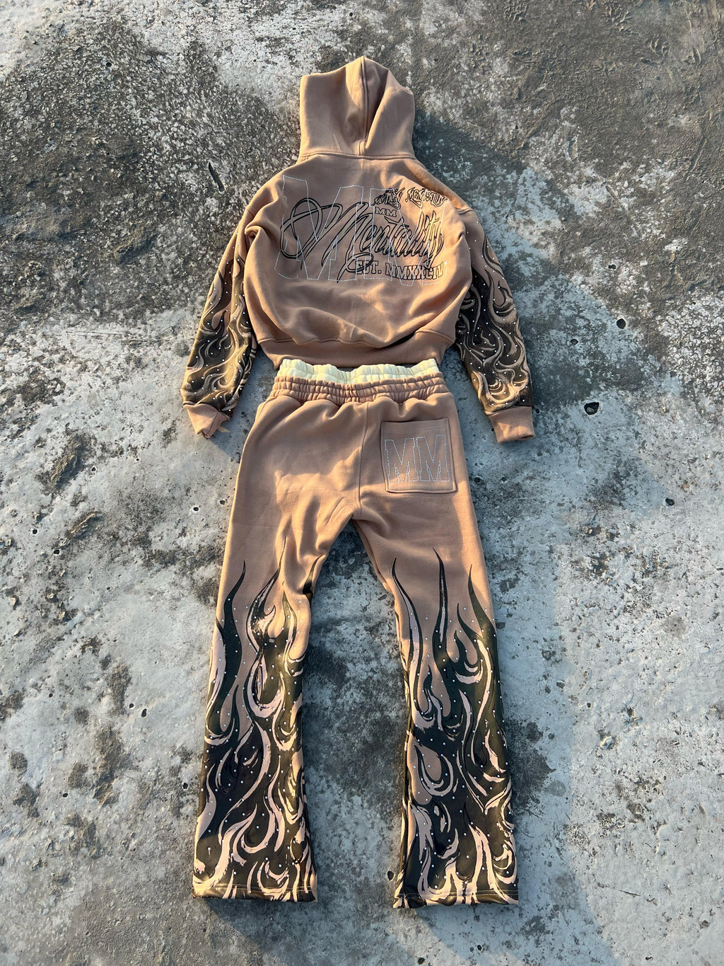 MM FLAME HOODIE SET (BROWN)
